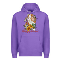 Purple Happy easter with bunny and sunflowers Premium Hoodie - RanaPortraitStore