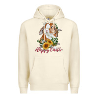 Sandshell Happy easter with bunny and sunflowers Premium Hoodie - RanaPortraitStore