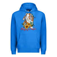 True Royal Happy easter with bunny and sunflowers Premium Hoodie - RanaPortraitStore