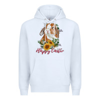 White Happy easter with bunny and sunflowers Premium Hoodie - RanaPortraitStore