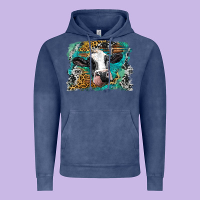 Holstein Cow Leopard And Western Background Vintage Hoodie Designed By Barkaloodesign