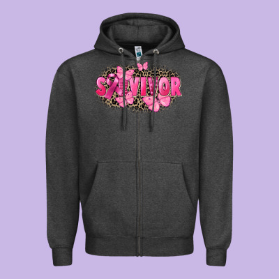 Survivor Breast Cancer Zipper Hoodie Designed By Fadigitalartstudio