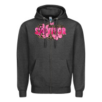 Charcoal Heather Survivor Breast Cancer Zipper Hoodie - FaDigitalArtStudio