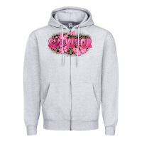 Heather Grey Survivor Breast Cancer Zipper Hoodie - FaDigitalArtStudio