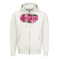 Oatmeal Heather Survivor Breast Cancer Zipper Hoodie - FaDigitalArtStudio