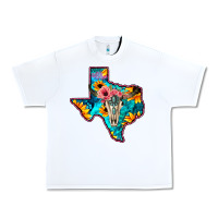 White Western Sunflower, Rose, Gemstsone, Turquoise Bull Skull Urban Heavy Tee - Bettercallsaul