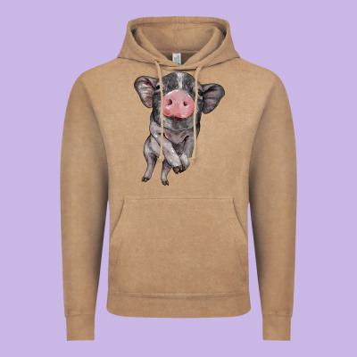 Baby Pig Vintage Hoodie Designed By Barkaloodesign