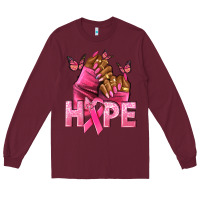 Burgundy hope cancer nails Long Sleeve Tee - NancyCooperArtShop