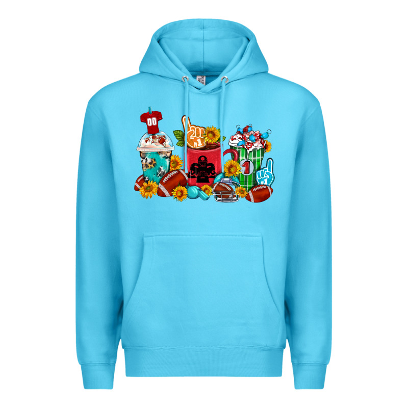 Coffee And American Football Coffee Cups Premium Hoodie by FaDigitalArtStudio | Teevron