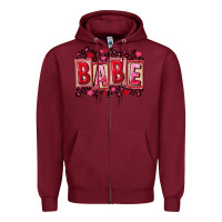 Burgundy Valentine's Day babe Zipper Hoodie - FaDigitalArtStudio
