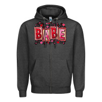 Charcoal Heather Valentine's Day babe Zipper Hoodie - FaDigitalArtStudio