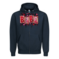 Navy Valentine's Day babe Zipper Hoodie - FaDigitalArtStudio