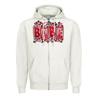 Oatmeal Heather Valentine's Day babe Zipper Hoodie - FaDigitalArtStudio