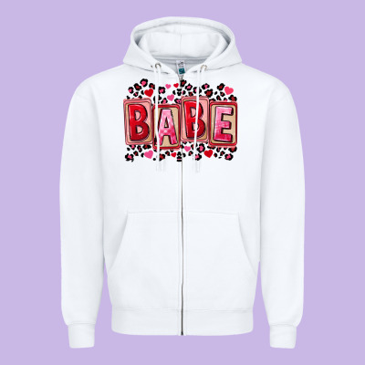 Valentine's Day Babe Zipper Hoodie Designed By Fadigitalartstudio