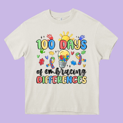 100 Days Of Embracing Differences Heavy Core Tee Designed By Maliassmallbusiness