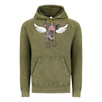 Vintage Olive angel baby pig Vintage Hoodie - BarkalooDesign