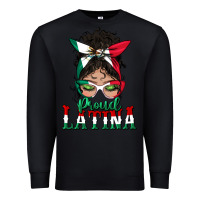 Black proud latina messy bun mama Premium Sweatshirt - BundleAndBundleShop