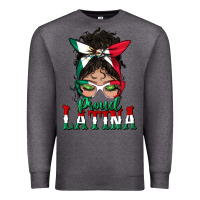 Charcoal Heather proud latina messy bun mama Premium Sweatshirt - BundleAndBundleShop