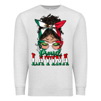 Oatmeal Heather proud latina messy bun mama Premium Sweatshirt - BundleAndBundleShop
