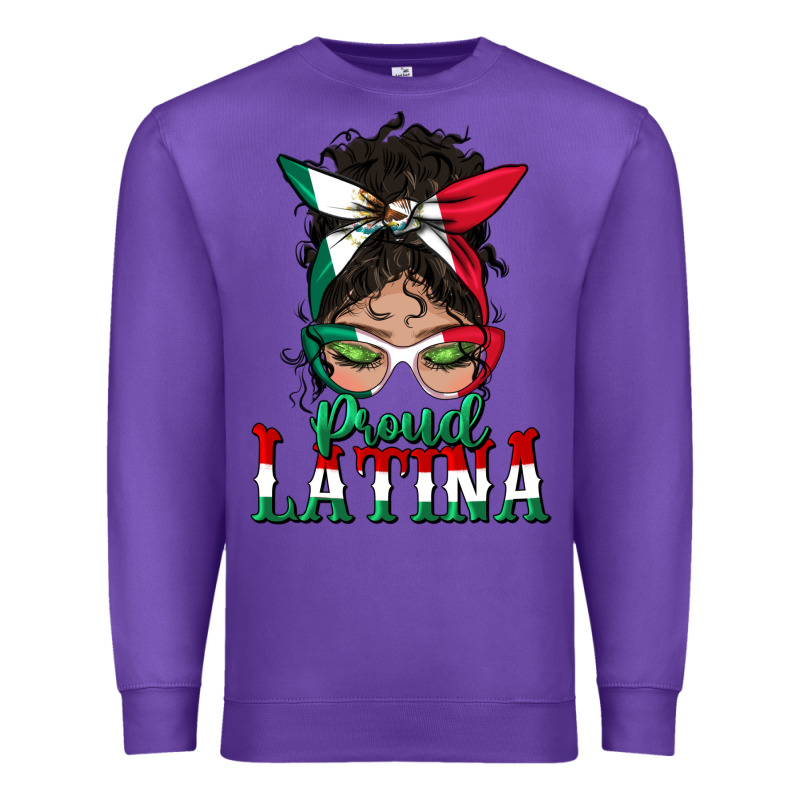 Proud Latina Messy Bun Mama Premium Sweatshirt by BundleAndBundleShop | Teevron