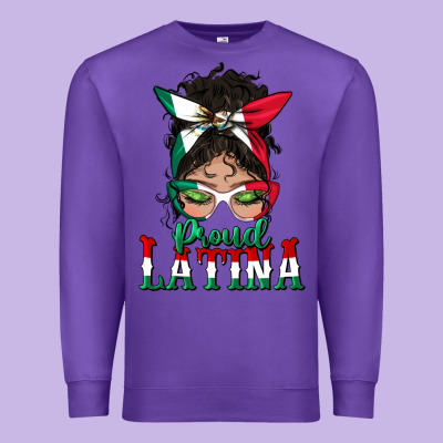 Proud Latina Messy Bun Mama Premium Sweatshirt Designed By Bundleandbundleshop