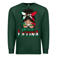 Sports Green proud latina messy bun mama Premium Sweatshirt - BundleAndBundleShop