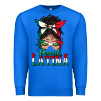 True Royal proud latina messy bun mama Premium Sweatshirt - BundleAndBundleShop