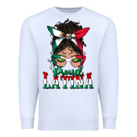 White proud latina messy bun mama Premium Sweatshirt - BundleAndBundleShop
