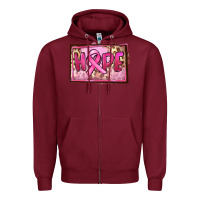 Burgundy Hope Breast Cancer Zipper Hoodie - FaDigitalArtStudio