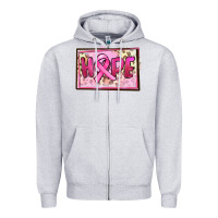 Heather Grey Hope Breast Cancer Zipper Hoodie - FaDigitalArtStudio