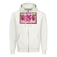 Oatmeal Heather Hope Breast Cancer Zipper Hoodie - FaDigitalArtStudio