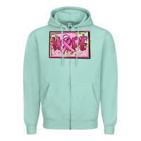 Seafoam Hope Breast Cancer Zipper Hoodie - FaDigitalArtStudio