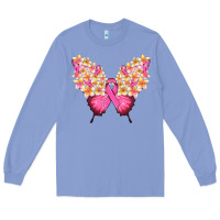 Colony Blue Pink ribbon Breast Cancer butterfly Long Sleeve Tee - NancyCooperArtShop