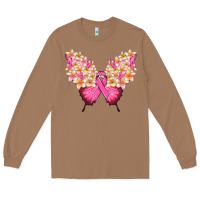 Toasted Coconut Pink ribbon Breast Cancer butterfly Long Sleeve Tee - NancyCooperArtShop