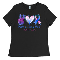 Black Peace Love Cure Thyroid Cancer Ladies Tee - Jasminsmagicworld