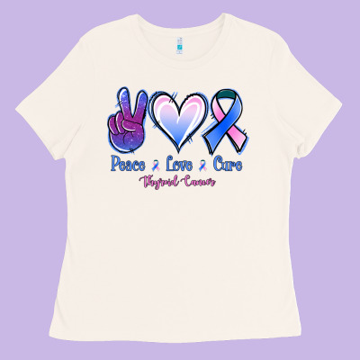 Peace Love Cure Thyroid Cancer Ladies Tee Designed By Jasminsmagicworld