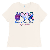 Bone Peace Love Cure Thyroid Cancer Ladies Tee - Jasminsmagicworld
