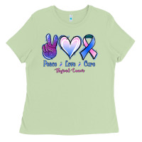 Matcha Peace Love Cure Thyroid Cancer Ladies Tee - Jasminsmagicworld