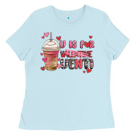 Baby Blue v is for valentine venti coffee cup Ladies Tee - MaliasSmallBusiness