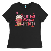 Black v is for valentine venti coffee cup Ladies Tee - MaliasSmallBusiness