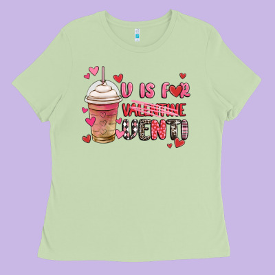 V Is For Valentine Venti Coffee Cup Ladies Tee Designed By Maliassmallbusiness