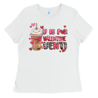 White v is for valentine venti coffee cup Ladies Tee - MaliasSmallBusiness