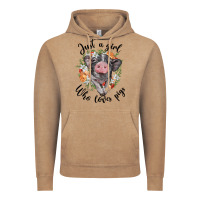 Vintage Coffee just a girl who loves pigs floral wreath Vintage Hoodie - BarkalooDesign