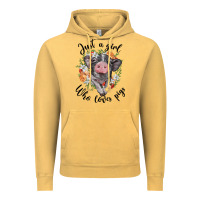 Just A Girl Who Loves Pigs Floral Wreath Vintage Hoodie | Teevron