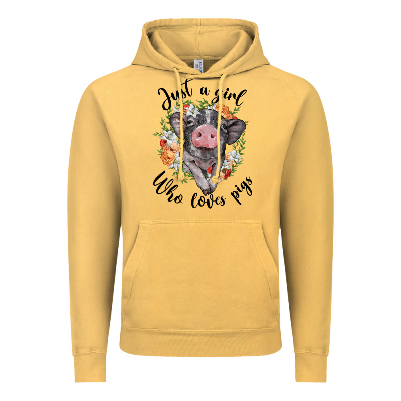 Just A Girl Who Loves Pigs Floral Wreath Vintage Hoodie by BarkalooDesign | Teevron