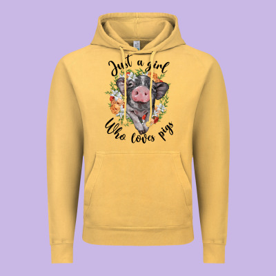 Just A Girl Who Loves Pigs Floral Wreath Vintage Hoodie Designed By Barkaloodesign