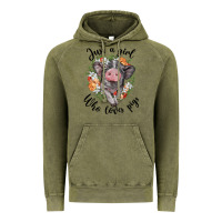 Vintage Olive just a girl who loves pigs floral wreath Vintage Hoodie - BarkalooDesign