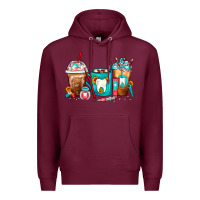 Burgundy Dentist Coffee Cups Premium Hoodie - FaDigitalArtStudio