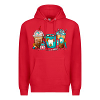 Red Dentist Coffee Cups Premium Hoodie - FaDigitalArtStudio