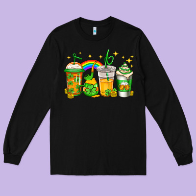 St Patricks Day Coffee Long Sleeve Tee Designed By Jasminsmagicworld
